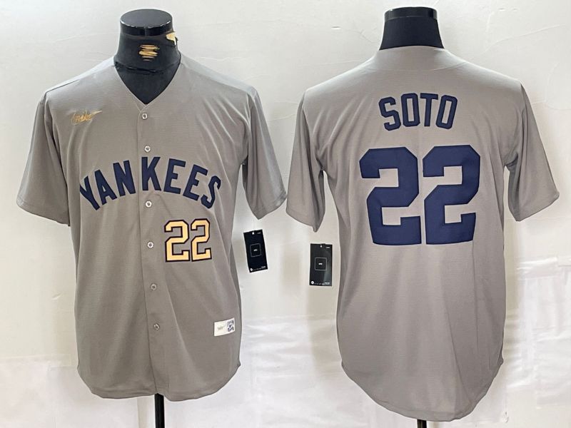 Men New York Yankees #22 Soto Grey Throwback Nike Game 2024 MLB Jersey style 8->new york yankees->MLB Jersey